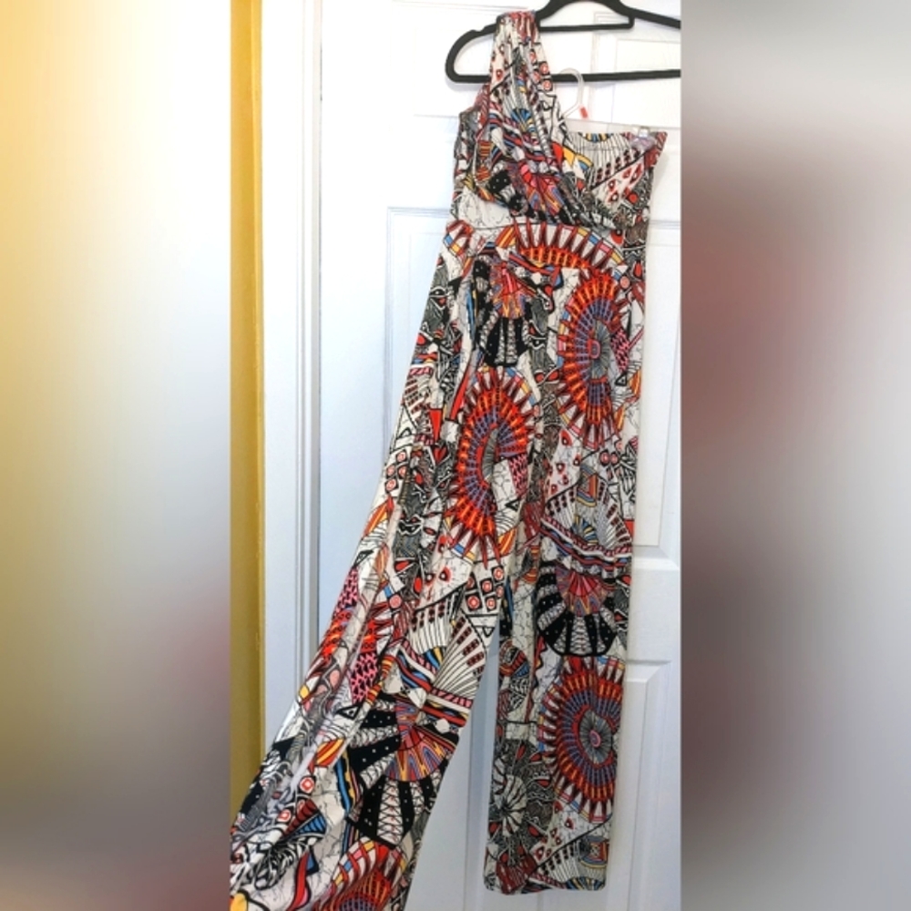 LIX Boho One Shoulder Wide Leg Jumpsuit Size Medium